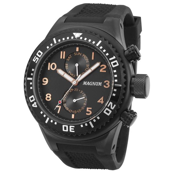 Relógio Magnum Masculino Ref:Ma34003d Multifunção Black Oversized