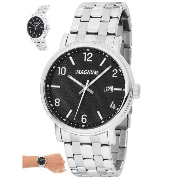 Relógio Magnum Masculino Ref:Ma34610t Casual Prateado Relógio Magnum Masculino Ref:Ma34610t Casual Prateado