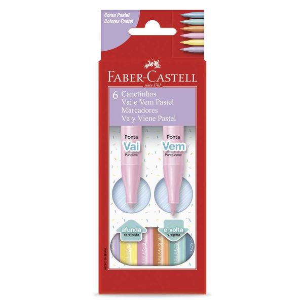 CANETINHA 6 CORES VAI E VEM PASTEL FABER CASTELL