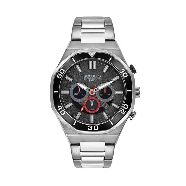 Relógio Seculus Masculino Ref:77163g0svna1 Troca Mostrador Prateado