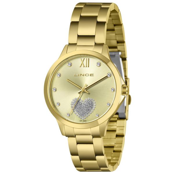 Relógio Lince Feminino Ref:Lrg4808l40 Cskx Coração Dourado