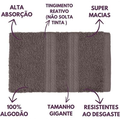 Jogo De Toalhas Gigante Itália Soft 2 Banhão + 2 Rosto + 2 Tapete Luxo 100% Algodão - Cinza