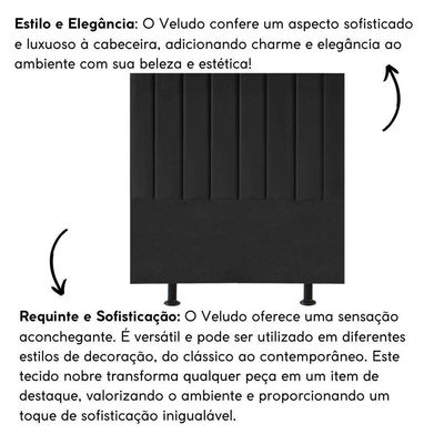 Cabeceira Estofada Cama Box Casal 140 Cm Paolla Veludo preto