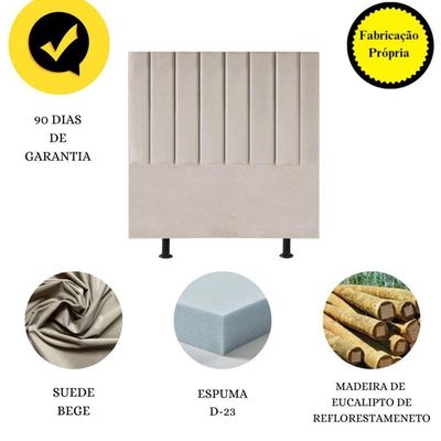 Cabeceira Estofada Cama Box Casal 140 Cm Maisa Suede bege