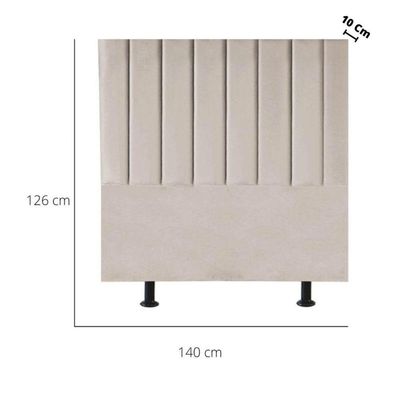 Cabeceira Estofada Cama Box Casal 140 Cm Maisa Suede bege