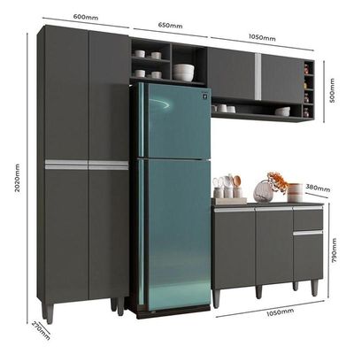 Cozinha Vanessa Cinza Fosco - Ajl