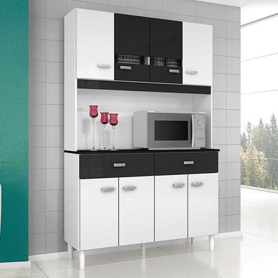Cozinha Kit Manu 8 Portas Branco Preto - Poquema
