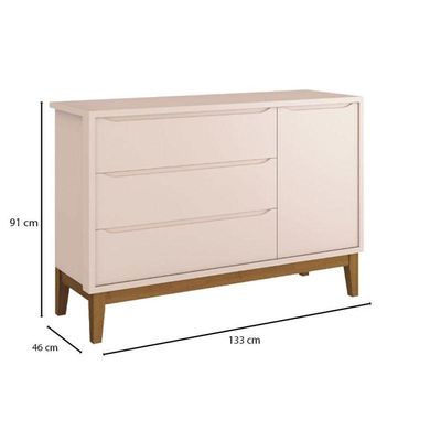 Quarto De Bebê 3 Portas New Classic Rosa Com Pés Madeira E Colchão Gazin - Reller