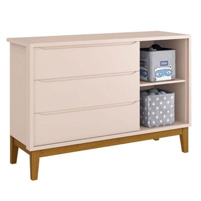Quarto De Bebê 3 Portas New Classic Rosa Com Pés Madeira E Colchão Gazin - Reller
