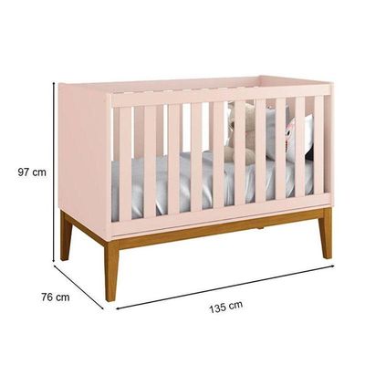Quarto De Bebê 3 Portas New Classic Rosa Com Pés Madeira E Colchão Gazin - Reller