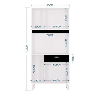 Cozinha Kit Cassia 6 Portas Branco Preto - Poquema