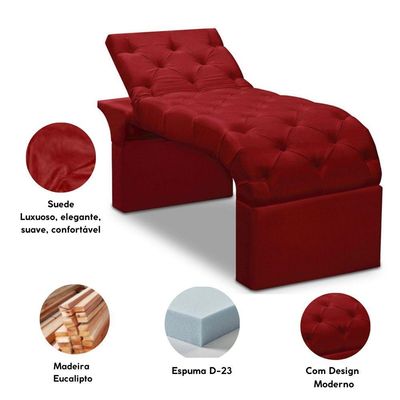 Maca Estofada Estética Cílios Regulável Spa Suede Ana vermelho