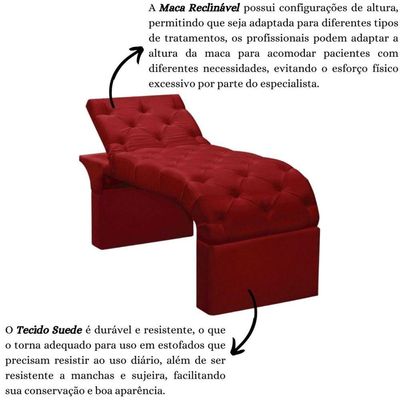 Maca Estofada Estética Cílios Regulável Spa Suede Ana vermelho