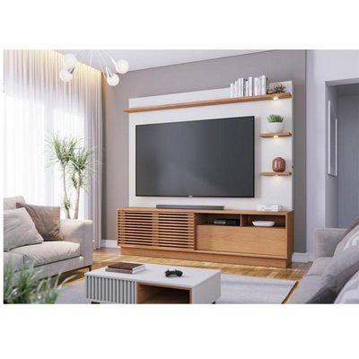 Estante Home Theater Campeche Freijó Off White Matte - Colibri