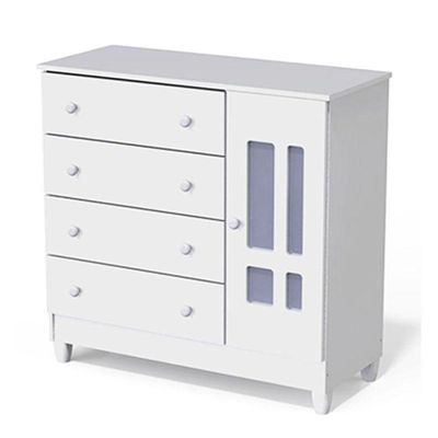 Cômoda E Guarda Roupa Infantil Ariel 4 Portas Branco Brilho - Carolina