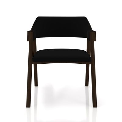 Kit 6 Cadeiras Sala de Jantar e Jogos Carteados Madeira Maciça Poker Veludo Preto/Capuccino G42 - Gran Belo