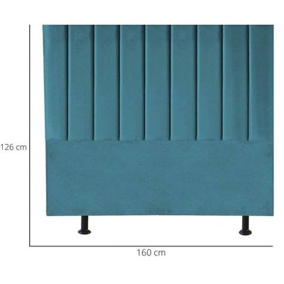 Cabeceira Estofada Cama Casal Queen Size 160 Cm Paolla Suede azul Turquesa
