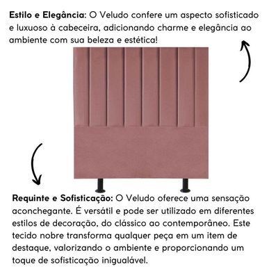 Cabeceira Estofada Cama Box Solteiro 100 Cm Maisa Veludo rosê