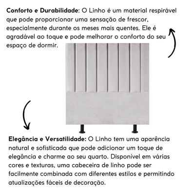 Cabeceira Estofada Cama Box King 195 Cm Taís Linho cinza Claro