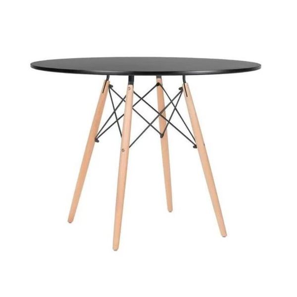 Mesa Redonda De Jantar 90Cm Preta Cor: Preto