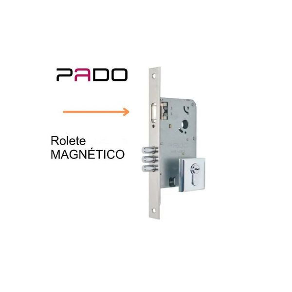 FECHADURA ROLETE MAGNÉTICO PADO PIVOTANTE ALTA SEGURANÇA 201 CROMADA 55MM MULTIPONTO EURO QUADRADA PORTA C/ PUXADOR