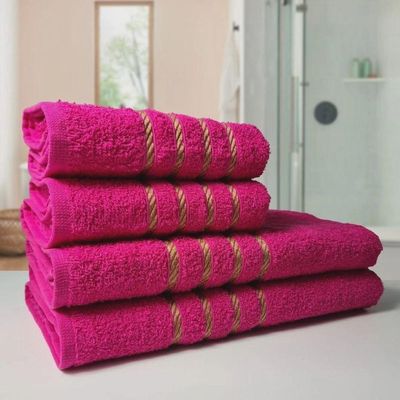 2 Jogos De 4 Toalhas 4 Banho 4 Rosto Montreal 100% Algodão Rosa
