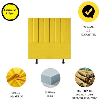 Cabeceira Estofada Cama Box Solteiro 90 Cm Taís Suede amarelo
