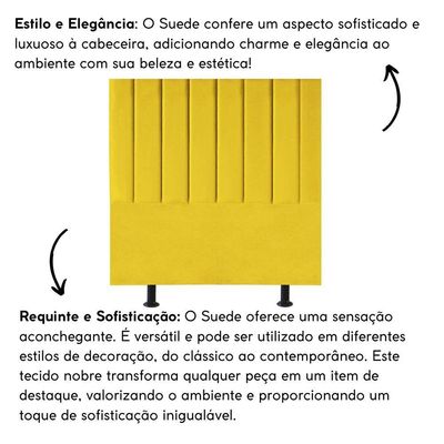 Cabeceira Estofada Cama Box Solteiro 90 Cm Taís Suede amarelo
