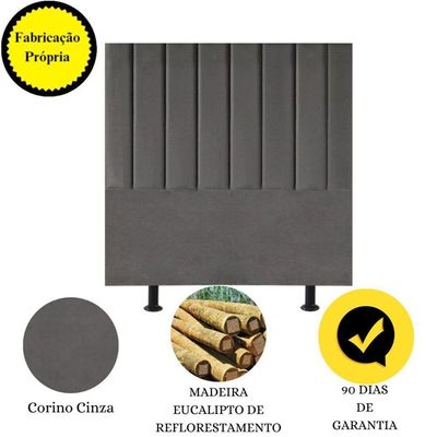 Cabeceira Estofada De Cama Casal Queen 160 Cm Paolla Corino cinza