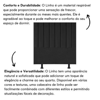 Cabeceira Estofada Cama Box Solteiro 100 Cm Paolla Linho preto