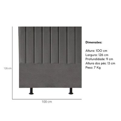 Cabeceira Estofada Cama Box Solteiro 100 Cm Paolla Linho cinza
