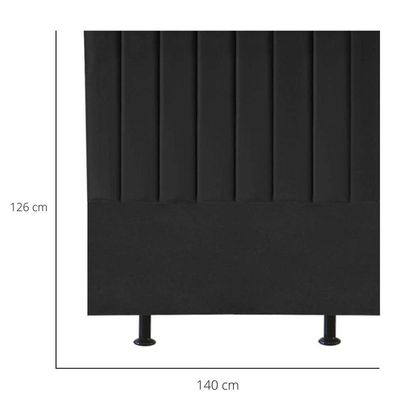 Cabeceira Estofada Cama Box Casal 140 Cm Taís Suede preto