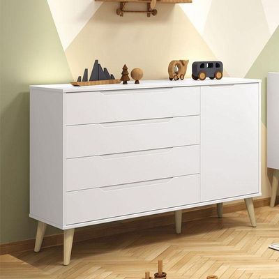 Cômoda Com Porta Retrô Elfe Branco Acetinado Natural - Reller