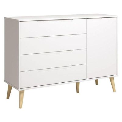 Cômoda Com Porta Retrô Elfe Branco Acetinado Natural - Reller