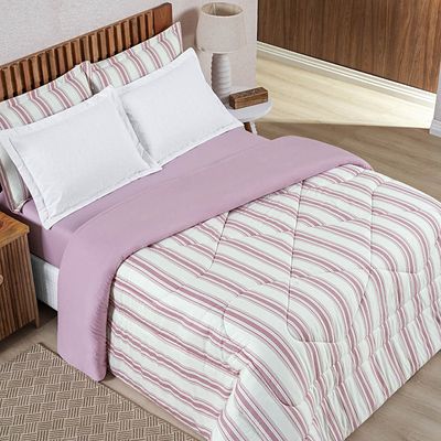 Coordenado Edredom com Lençol Estilo King 5 Peças - Rosa