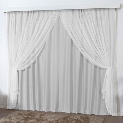 Cortina 3 Mts Sala Quarto Escritório Blackout Voal Trilho Comum - Cinza Claro