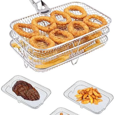 Fritadeira Aço inoxidável retangular ar Cesta Bandeja tamanho unico