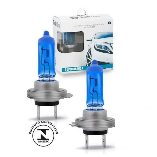 Lâmpada H7 55w 12v Super Branca Techone 8500k Par Lâmpada H7 55w 12v Super Branca Techone 8500k Par