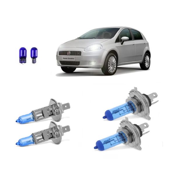 Kit Lâmpadas Super Branca Farol Alto Baixo Milha Pingo Punto