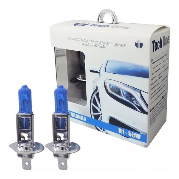 Lâmpada H1 55w 12v Super Branca Techone 8500k Par Lâmpada H1 55w 12v Super Branca Techone 8500k Par