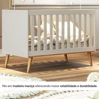 Berço Americano Ludmila Off White Bétula - Carolina Baby