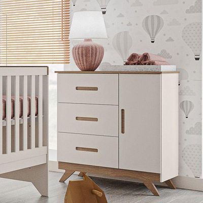 Cômoda Infantil Retro Maya Off White Carvalho - Canaã