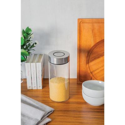 Pote de Vidro Tramontina Purezza com Tampa de Aço Inox 10 cm 1,4 L