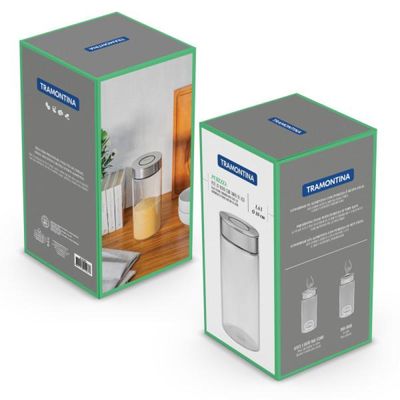 Pote de Vidro Tramontina Purezza com Tampa de Aço Inox 10 cm 1,4 L