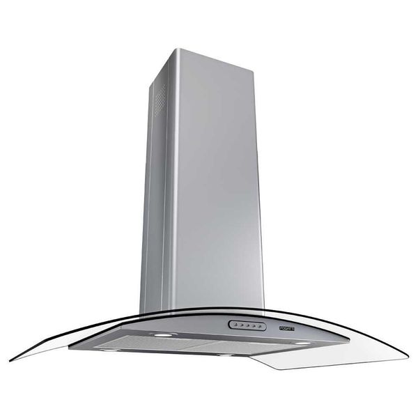 Coifa Ilha 90cm Vidro Curvo Fogatti Inox 220v