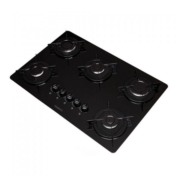 Cooktop 5 Bocas à Gás Mesa De Vidro Temperado 6mm Preto Biv Bivolt