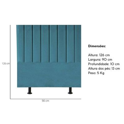 Cabeceira Estofada Cama Box Solteiro 90 Cm Taís Suede azul Turquesa