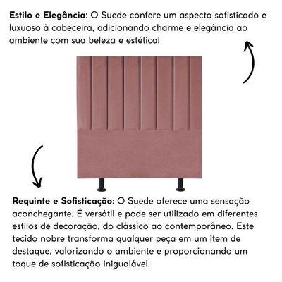 Cabeceira Estofada Cama Box King 195 Cm Paolla Suede rosê