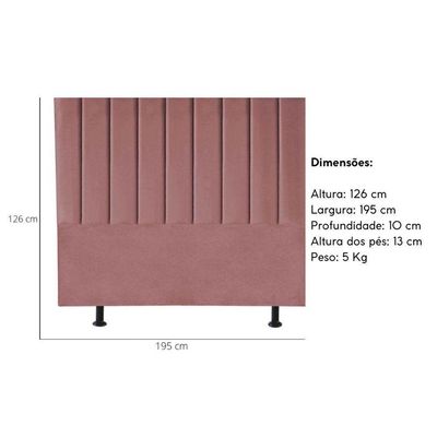 Cabeceira Estofada Cama Box King 195 Cm Paolla Suede rosê