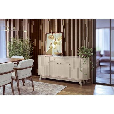 Aparador Para Sala Buffet Mônaco Calacata Off White - Madetec